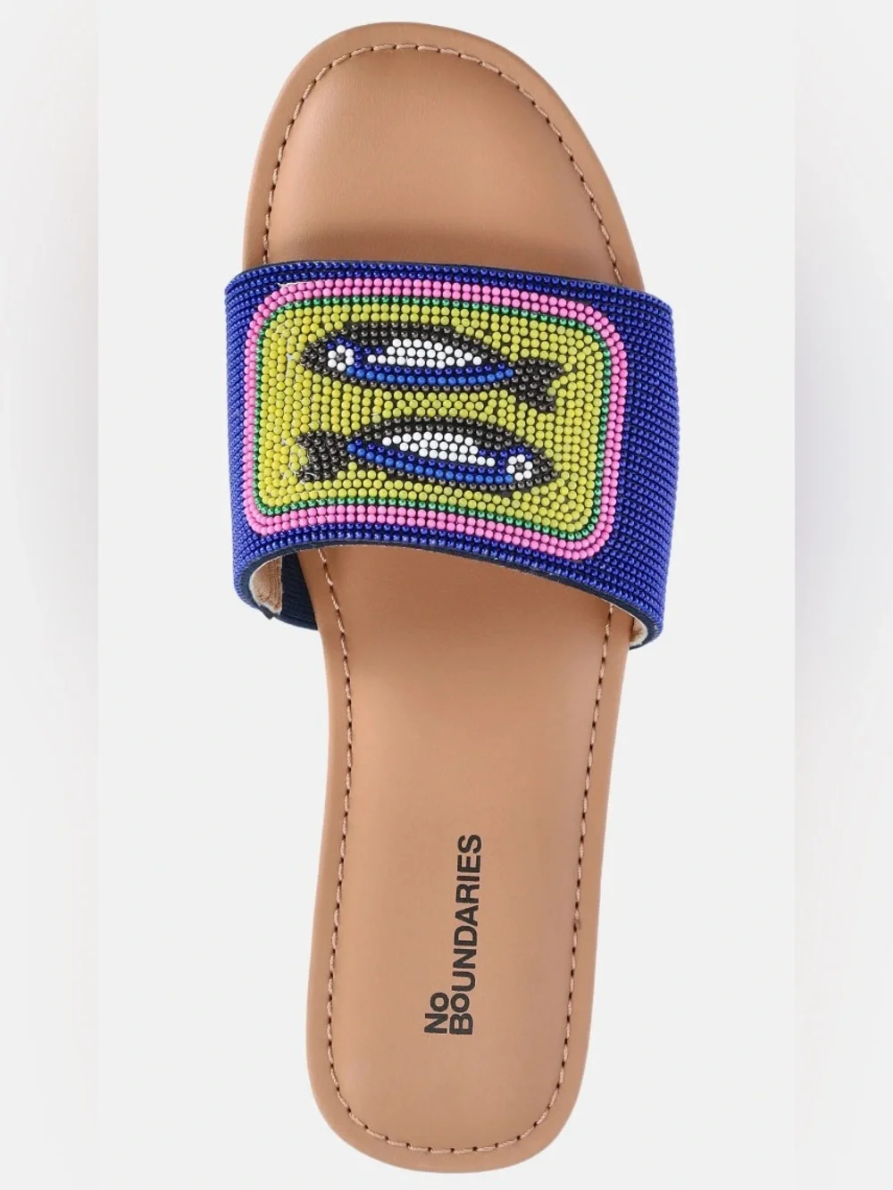 NWT No Boundaries Women’s Size 6 Beaded Fish Slide Sandals Memory Foam